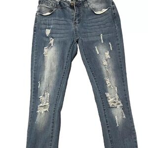 Celebrity Ace Jeans Womens 3 Blue Distressed Skinny Leg Casual